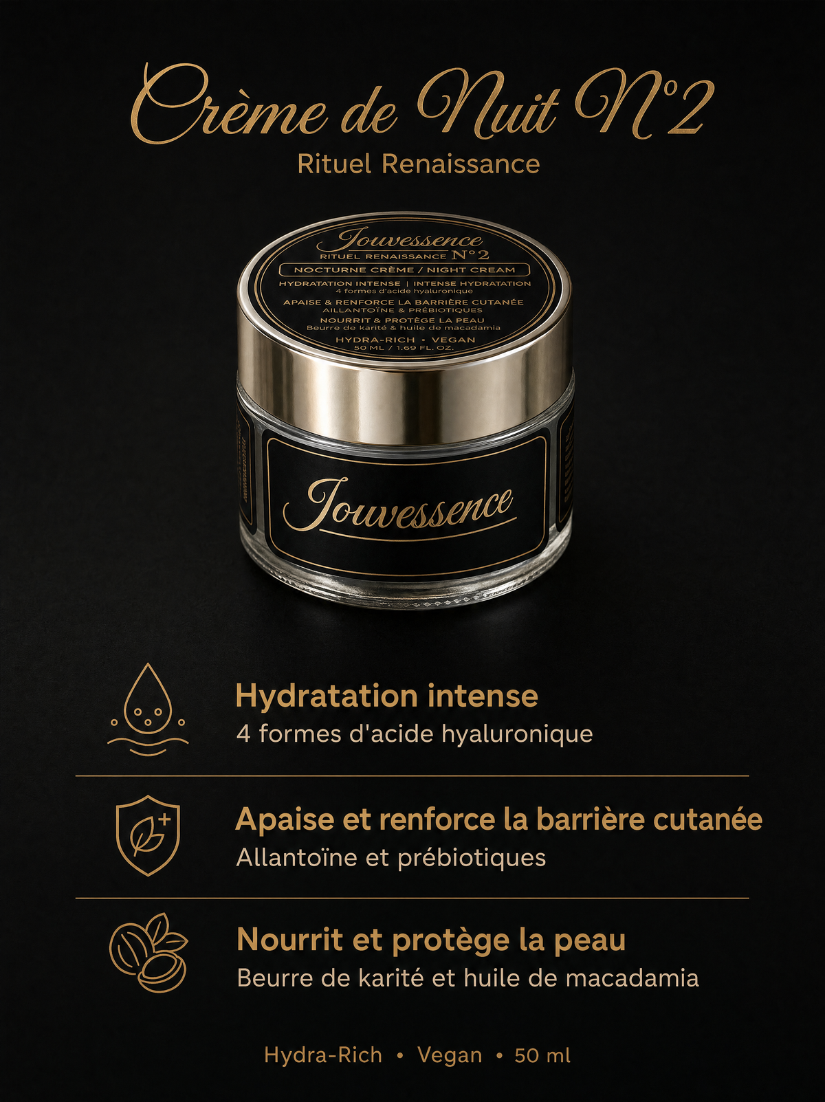 Crème de nuit hydratante Hydra-Rich 50 ml | Jouvessence